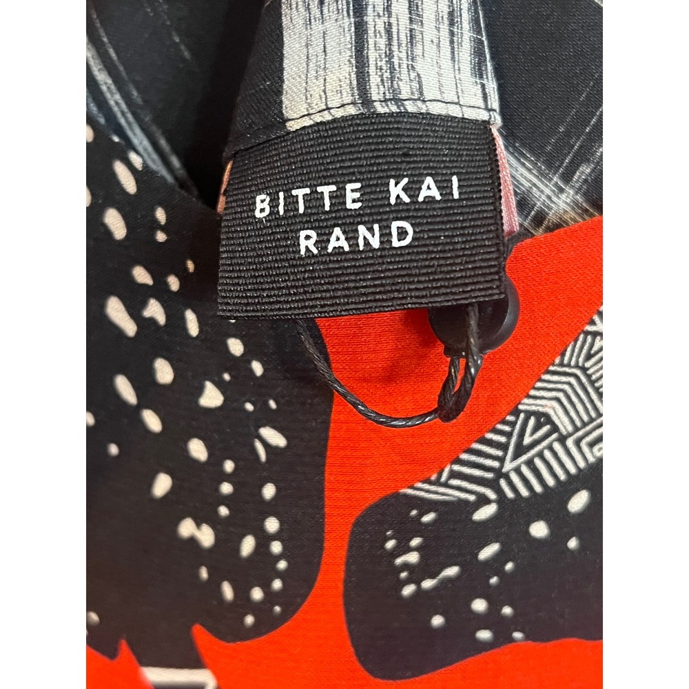 Bitte Kai Rand Red Back Abstract Pattern Midi Dress 3/4 Sleeves Size Medium - Picture 3 of 9